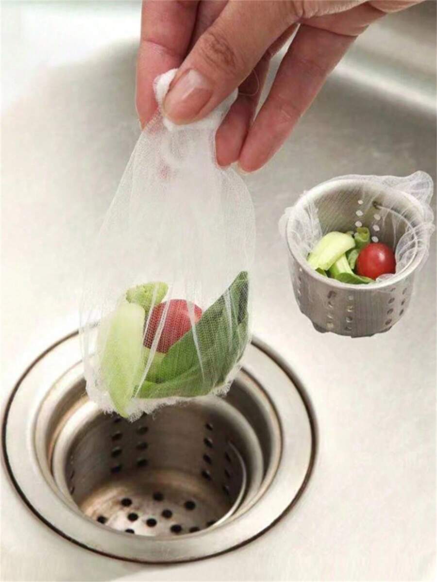 30/50/100/200pcs Kitchen Sink Filter Mesh Bags, Disposable Mesh Sink Filter Bags, Sink Trash Filter Bags, Used For Sink Drain, Collect Kitchen Food Residue And Waste, Kitchen Supplies, Cleaning Supplies - Sink Filter Bag - View 1