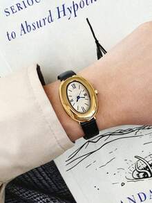 1pc Women's PU Leather Band Quartz Watch Round Dial Retro British Style Niche Timepiece - Multicolor - View 3