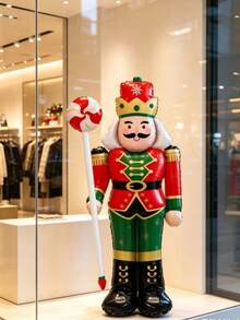 1pc Christmas Theme Standing Nutcracker Figurine, Christmas Mall Atmosphere Decoration, Indoor Theme Decoration Atmosphere Arrangement - A - View 6