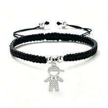 1Pc Rhinestone Little Boy Pendant Bracelet Adjustable Braided String Knot Bangles For Men Boys Cute Friendship Family Jewelry Gift - Boys - View 14