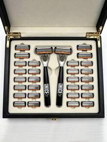 1/2/3pcs Black Handle Manual Shaving Set | Men's Manual Safety Razor Set With 6-Layer Stainless Steel Blades | Reusable, Smooth And Comfortable, Clean Shave - Multicolor - View 2