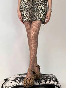 STAR RIVER Vintage White Lace Tights, Hollow Floral Fishnet Stockings Y2K Lolita - Multicolor - View 12