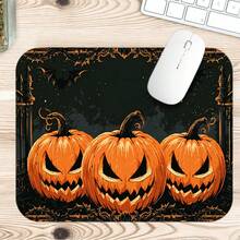 1pc Halloween Jack-O'-Lantern And Gothic Castle Print Extended Mouse Pad, Black Orange Bat Vintage Pattern Keyboard Desk Mat, Dark Desktop Decor - View 7