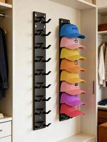 Baseball Cap Storage Rack, Wall-Mounted Hat Holder With Strong Adhesive Backing, Plastic Material, Holds 10 Hats Each, Door/Closet Hat Display Rack, Multi-Layer/Double-Layer Installation Options (Random Color) - View 4