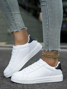 LIVEST Women's Athletic Sports Shoes, Lightweight White Sneakers, Walking Shoes With Soft Sole - White - View 5