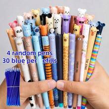 34pcs Set Including 4 Random Pens + 30 Refills (Blue/Black Ink), Erasable Neutral Pen Set With Built-In Eraser, Suitable For Note-Taking, Daily Writing, High-Quality Office And Student Stationery, Great Birthday Gift - Multicolor - View 2
