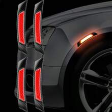 TRTY 4PCS Car Wheel Arch Reflective Stickers, Carbon Fiber Anti-Collision Side Marker Arch Guard Decorative Strip, Car Tire Fender Flare Trim, Anti-Scratch Car Body Edge Decorative Strip, Universal Fit For Most Cars - Carbon Fiber Wheel Arch Stickers - View 2