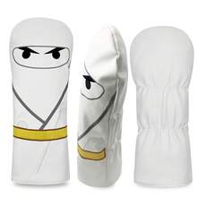 Samurai Pattern Black And White Golf Club Head Covers Provide Protection And Style, 1st Wood 3/5th Wood UT Wood Rod Cover Protector, Durable Design Suitable For All Types Of Golf Clubs, Essential Accessory For Golf Enthusiasts - White - View 8