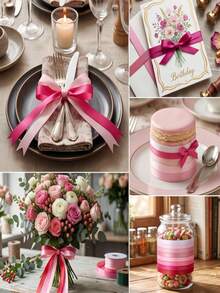 [Romantic Wedding Season]5 Rolls Pink Polyester Ribbon (1 Roll 22m), Suitable For Gift Boxes, Floral Decoration Ribbons, Balloon Ribbons, Gift Wrapping Ribbons, Handicrafts, Suitable For Gift Wrapping, Holiday Gift Exchange, Weddings, Celebrations, Festivals, Flower Shops, Valentine's Day Gift Wrapping, Gift Box Packaging. 1cm High Quality Wide Pink Wedding Bow Ribbon, Suitable For Young Girls, Double-Sided Shiny Satin - Pink - View 4