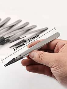 ESD-259A Precision Anti-Static Tweezers, Stainless Steel & Carbon Fiber ESD Tweezers, Suitable For Electronics, Jewelry, Crafts, Soldering And Precision Repair Tools - Silver - View 4