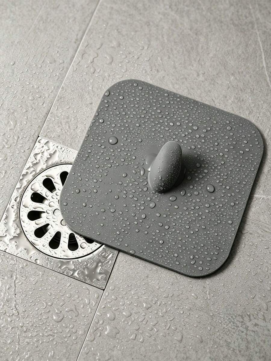 2pcs Reusable Drain Hole Covers, Square Drain Plugs With Easy-Grip Handle, Hair Catcher, Suitable For Shower Bathtub Bathroom Sink Kitchen Laundry Room, Fits Standard Size Drain, Easy To Install And Clean, Soft TPR Material, Tight Seal Design