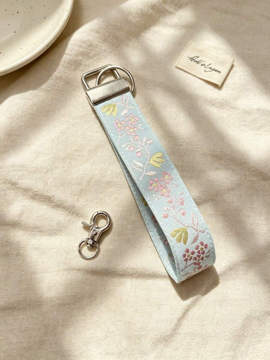 1pc Rhinestone Decorated Shiny Sequin Wristband With Key Ring, Wrist Keychain, Handheld Key Holder, Key Charm, Key Lanyard, School Supplies, Teacher Gift, Back To School Teacher Accessory - Multiple Styles - View 1