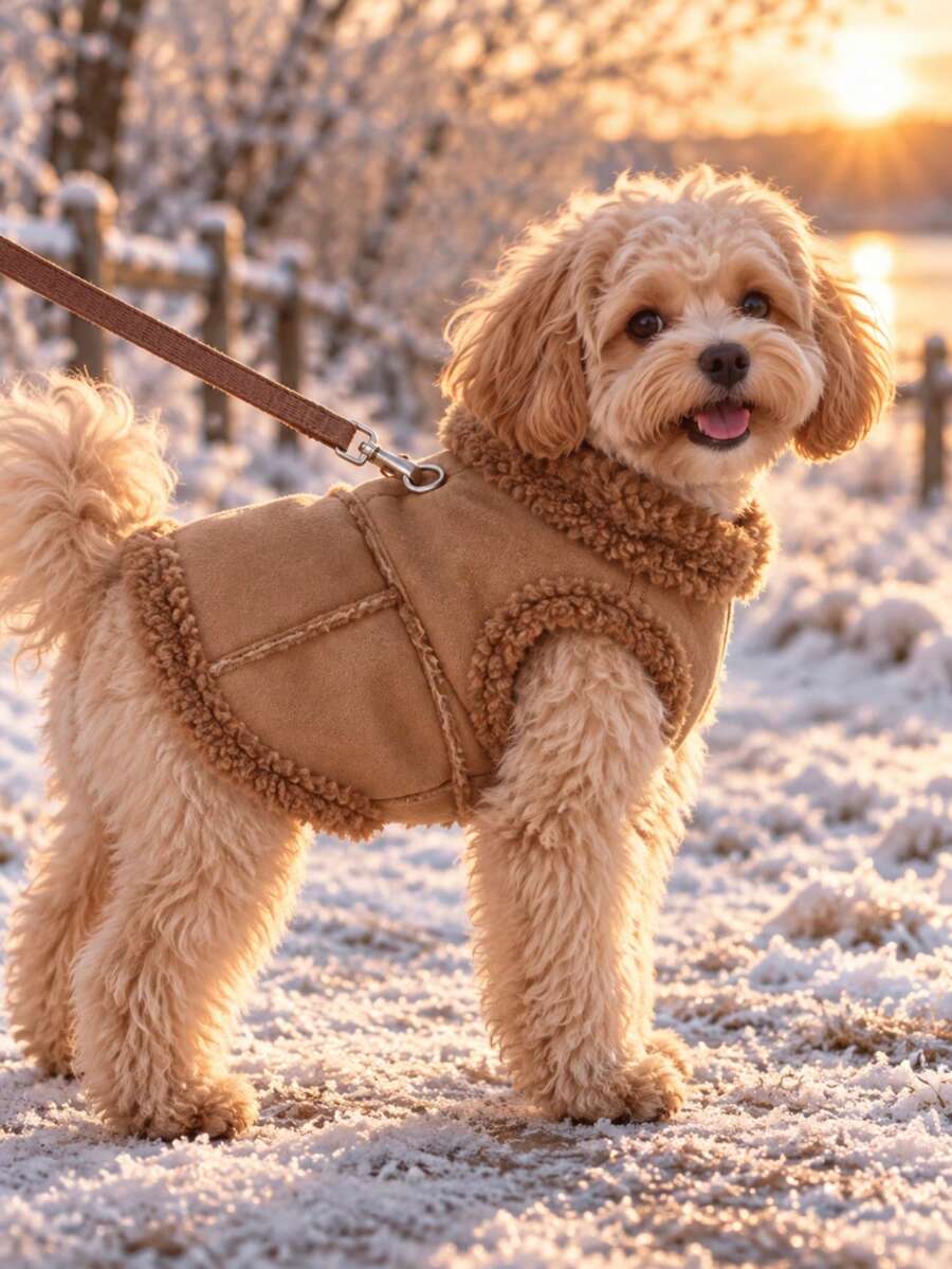1 buah Jaket Bulu Domba untuk Hewan Peliharaan, Cocok untuk Penggunaan di Luar Ruangan (Tali Tidak Termasuk), Menjaga Anjing dan Kucing Kecil dan Sedang Tetap Hangat di Musim Gugur dan Musim Dingin, Pakaian Hewan Peliharaan yang Lucu dan Nyaman, Pakaian Hewan Peliharaan Hangat yang Modis - Coklat - View 1