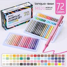 Languo 72/126 Colors Soft Tip Acrylic Marker Set, 0.7-5mm Variable Line Width, Double-Layer Transparent Barrel, Ready To Use Without Shaking Or Pressing, High Coverage Non-Bleeding, Waterproof After Drying, Suitable For Paper, Canvas, Stone, Glass, Wood, Fabric And Other Materials DIY Hand-Drawn Creation, Exquisite Gift Box Painting Set - Multicolor - View 13
