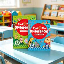 1pc 32-Page Spot The Difference Activity Book, Logic Puzzle & Brain Game Workbook For Kids Ages 3+, Birthday Gift For Boys Girls - Multicolor - View 1