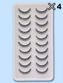 10 Pairs Full Fake Eyelashes Transparent Style Faux Mink Lashes Natural Long Gift For Women - Black - View 20