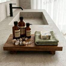 Decorative Wooden Base, Candle Holder Display Tray, Jewelry Display Tray, Coffee Tray, Kitchen Decor Accessories, Room Ornament, Suitable For Living Room, Wedding - Maroon - View 5