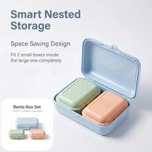 Set Kotak Bento, 1 Wadah Besar dan 2 Wadah Kecil Berbagai Ukuran, Kotak Bekal Hemat Ruang untuk Penyimpanan di RV, Cocok untuk Kembali ke Sekolah, Kerja, Piknik, Pesta, dan Liburan - MultiWarna - View 10