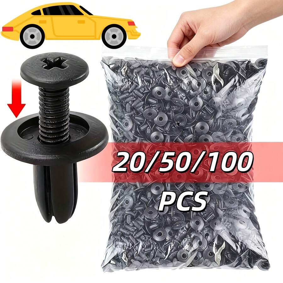 20/50/100PCS Car Push-In Fastener Clips, Universal Automotive Plastic Expansion Screws Fasteners, Car Door Panel Bumper Fender Clip Kit, Car Body Rivet Fastener Set, Suitable For Most Car Models Interior Repair Accessories - A - View 1