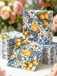 20pcs/40pcs/60pcs/80pcs/Lemon Party Napkins, Disposable Paper Napkins, Yellow Birthday Party Decoration Napkins, Suitable For Daily, Holiday, Summer Party, Wedding Table Decor And Scrapbooking - Multicolor - View 14