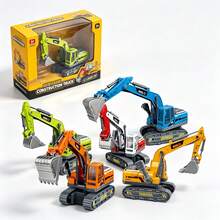 1pc Alloy Die-Cast Excavator Toy, Realistic Simulation Construction Vehicle Machinery Model, Movable Arm Crawler Digger, Durable Mini Children's Building Toy, Cute Christmas, Halloween And New Year Gift Suitable For Boys And Toddlers - Multicolor - View 2