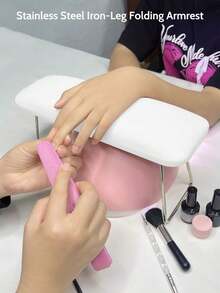 1pc High Rebound PU Nail Arm Rest, Foldable, Soft Cushion For Gel Lamp, Waterproof & Stain-Resistant Design, Suitable For Nail Art - White - View 2