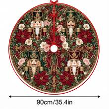1件裝花卉胡桃夾子圖案聖誕樹裙，優雅配色節日裝飾，5種尺寸，中性節日禮物，適合居家與派對聖誕家居裝飾 - 繁花胡桃夾子 - 查看 11