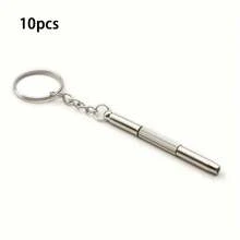 1~100pcs Silver 3-In-1 Multifunctional Screwdriver Keychain, Suitable For Repairing Fashion Glasses, Watches And Eyeglasses, Practical Small Tool, Men's Tool - Silver - View 11