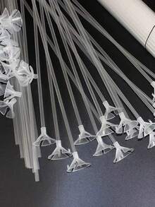 10/20/30/50pcs Plastic Balloon Clips And Support Rods, Minimalist Transparent Balloon Stands, Suitable For Parties - A - View 5