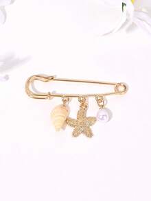 1pc New Fashion Heart Shell Conch Star Moon Bow Starfish Flower Bee Ladybug Mushroom Pendant Brooch Anti-Slip Collar Pin Waist Cincher Clothing Decoration - Multicolor - View 23