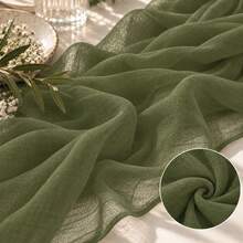 10pcs Sage Green Gauze Table Runner, Bohemian Style Sheer Table Runner, Rustic Semi-Transparent Gauze Table Decor, Suitable For Wedding Reception, Bridal Shower, Baby Shower, Birthday Party, Banquet, Farmhouse Dining Table, Table Centerpiece, Party And Home Decor - Sage Green - View 5