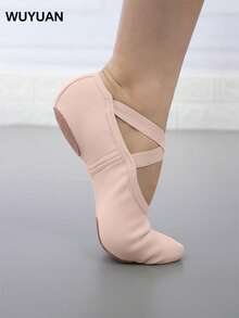 Wuyuan Elastic Canvas Ballet Shoes/Ballet Slippers With Lining - Provide Perfect Support And Comfort For Professional Dancers In Ballet, Jazz, Lyrical, Contemporary Dance And Yoga, Enhancing Flexibility. - Baby Pink - View 1