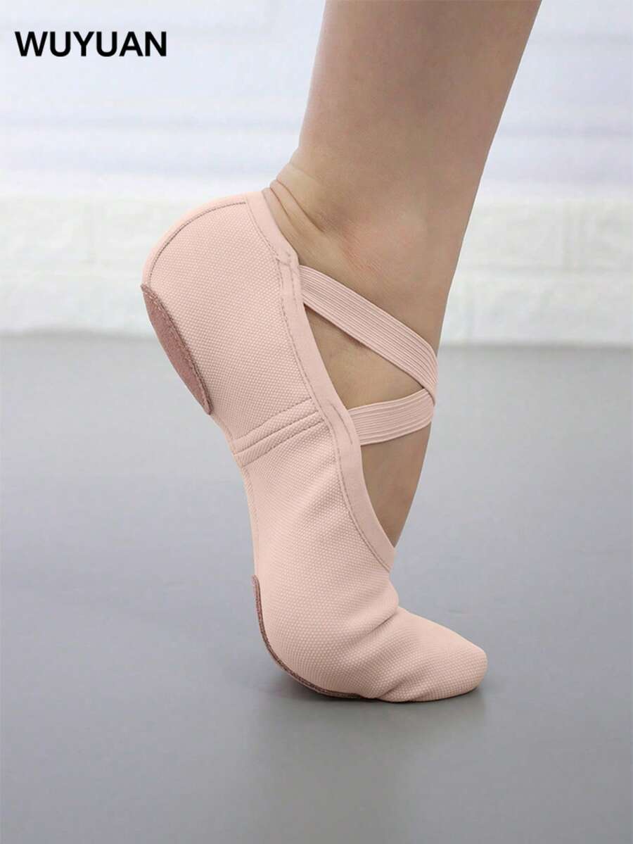 Wuyuan Elastic Canvas Ballet Shoes/Ballet Slippers With Lining - Provide Perfect Support And Comfort For Professional Dancers In Ballet, Jazz, Lyrical, Contemporary Dance And Yoga, Enhancing Flexibility. - Baby Pink - View 1