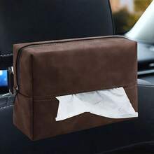 1PC Suede Plush Hanging Car Tissue Box, Delicate Plush Surface Luxury Style, Hanging Design Saves Car Space, Convenient Tissue Dispensing, Beautifies Car Interior - Faux Leather Plush Tissue Box - View 13