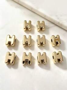 10pcs Optional Gold/Silver Large Hole 26 Uppercase Alphabet Beads Electroplated DIY Phone Chain Keychain Bag Charm Jewelry Accessories - Multicolor - View 48