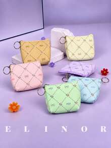 XD 12/6/3/1pc Quilted Bow Mini Coin Purse, Can Store Keys, Earphones, Lipstick, Cards, Small Mirror And Other Small Items, Compact And Portable, Suitable For Parties, Thanksgiving/Valentine's Day Gifts - Multicolor - View 2