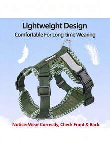 New Printed Pet Harness + Leash Set, Breathable Mesh Adjustable Reflective Small Dog Chest Harness, Soft & Comfortable Puppy Walking Lead - Army Green - View 8