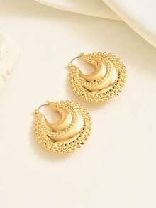 1 Pair Vintage Style Ball Pattern Versatile Party & Daily Old Money Metal Pendant Earrings For Women - Gold - View 3
