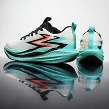 Unisex Mesh Running Shoes Lightweight Responsive Carbon Plate Racing Shoes Shock Absorbing Anti-Slip Fitness Sports Training Shoes - White - View 1
