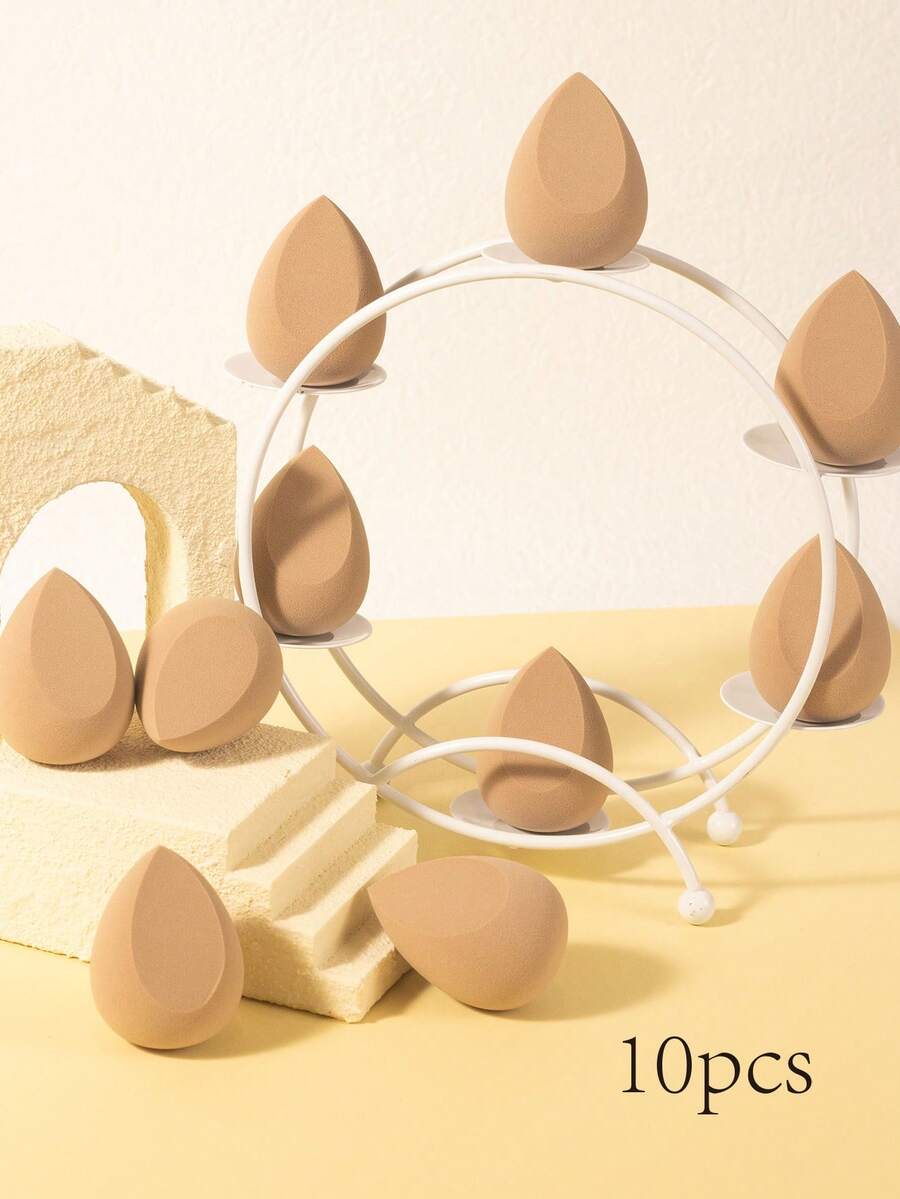 10pcs/20pcs/30pcs Dual Use Wet & Dry Makeup Sponges, Multi-Color Latex-Free Reusable Washable Soft Flawless Makeup Applicators Suitable For Powder, Liquid, Makeup Design Travel Essentials - White - View 1