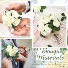 50PCS Artificial Rose Heads With Stems, Realistic Silk Fabric Rose Heads, Suitable For Home, Party, Wedding Decoration, Bridal Shower Center Decoration, Flower Arrangement, Party Table Decoration, Home Decoration, Party Simulation Flower Decoration - Champagne - View 10