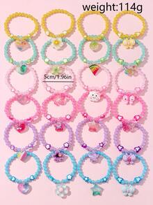 24Pcs Kids Beaded Bracelet Set, Ideal For Daily Wear, Holiday & Party, Birthday Gifts For Girls - Multicolor - View 3