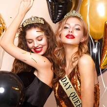 Birthday Sash For Women,Birthday Crown Tiaras For Women,Gold Rhinestone Queen Sash And Crown Tiara Headband For Party Decorations - Gold - View 3