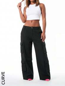 Women's Boyfriend Style Straight Leg Denim Jeans - Black - View 3