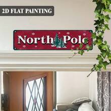 2D Flat Design, 1pc, Rustic Style Christmas Theme Decorative Sign "North Pole" Metal Wall Decor, Suitable For Porch, Living Room, Cafe, Bar, Farmhouse, Office Decoration, Great Christmas Gift Choice (Random Style) - A - View 5