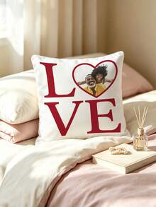 1 Stück roter LOVE-Buchstaben Kissenbezug mit individuellem Bild, Herzrahmen-Porträtdruck Kissenbezug, romantisches Geschenk Stoffkissenbezug, Heimdekoration Sofa Dekokissenbezug, Kissenfüllung nicht enthalten - Verschiedenfarbig - Übersicht 6