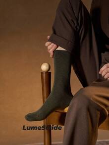 Men Crew Socks | Business & Everyday | Versatile Dress Socks | Comfortable Cotton | All-Match Style - Dark Green - View 6
