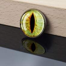 1PC Cat Eye Pattern Glass Brooch Pin Round Fashion Jewelry Gift For Men And Women Unique Animal Theme Design Brooch Accessory - Bronze - View 6