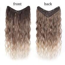 1pc Women's V-Shaped Long Curly Water Wave Voluminous Ombre Dyed Synthetic Hair Extension Piece - Black - View 6