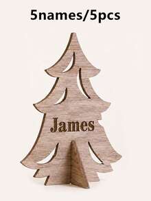 Custom Christmas Wooden Tabletop Decor, Personalized Name Desktop Ornament, Festive Mantel Party Decoration, Customized Holiday Display Stand, Winter Table Centerpiece, Customizable Name Xmas Decor Gift, Family Christmas Keepsake Gift, Room Decor - Multicolor - View 11
